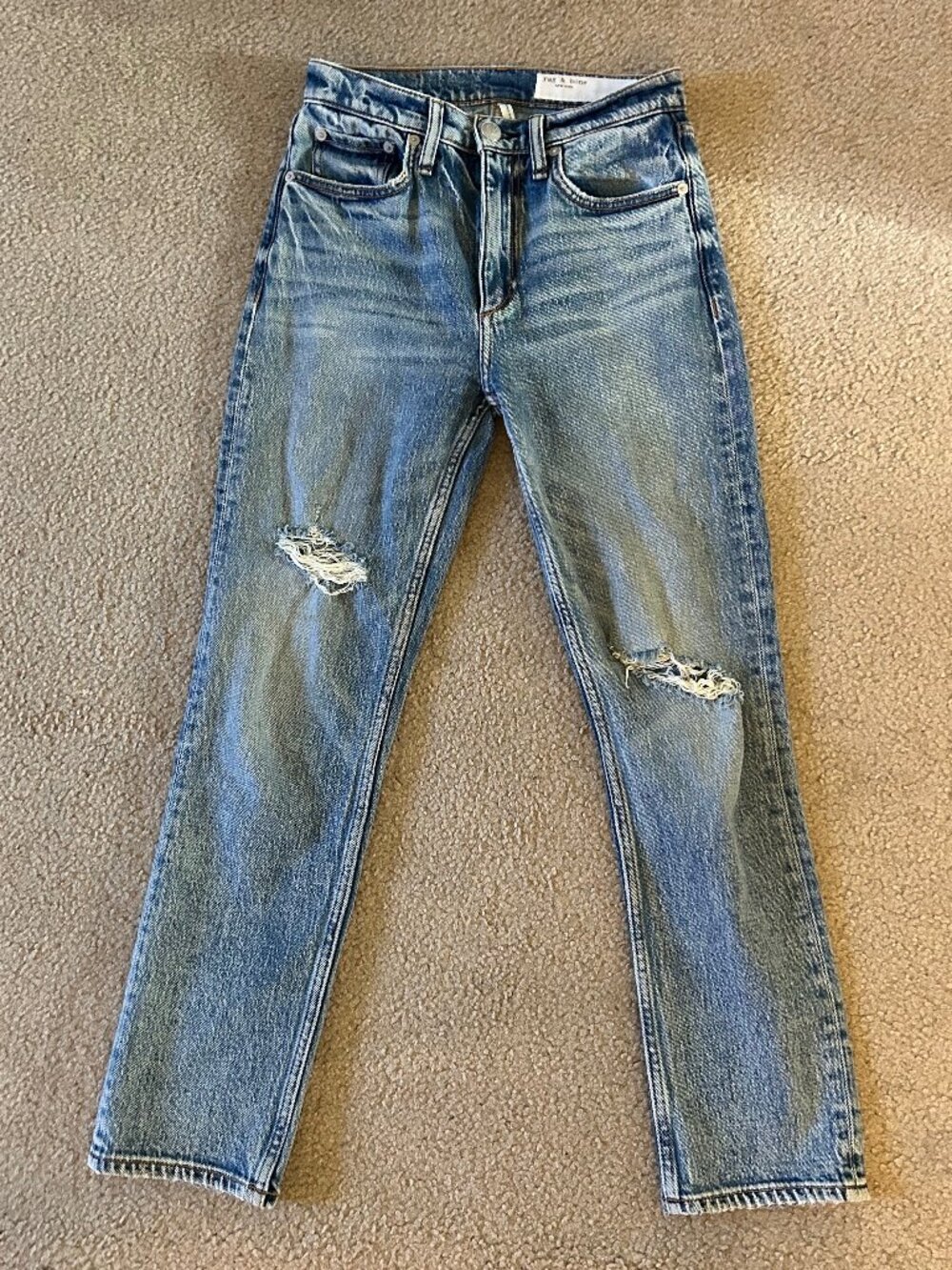 Rag & Bone Wren High Waist Slim Straight Ankle Jeans Medium Wash Everly 24
